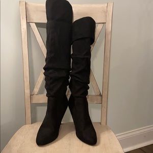 Black suede boots